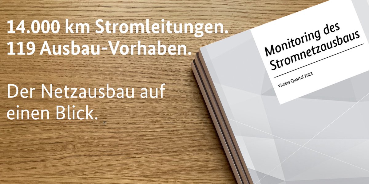 Was macht eigentlich der #Netzausbau?  Der heute veröffentlichte #Monitoringbericht gibt einen umfassenden Überblick zum Stand des Ausbaus des Übertragungsnetzes in Deutschland zum 4. Quartal 2023. Jetzt reinschauen unter netzausbau.de/1010578