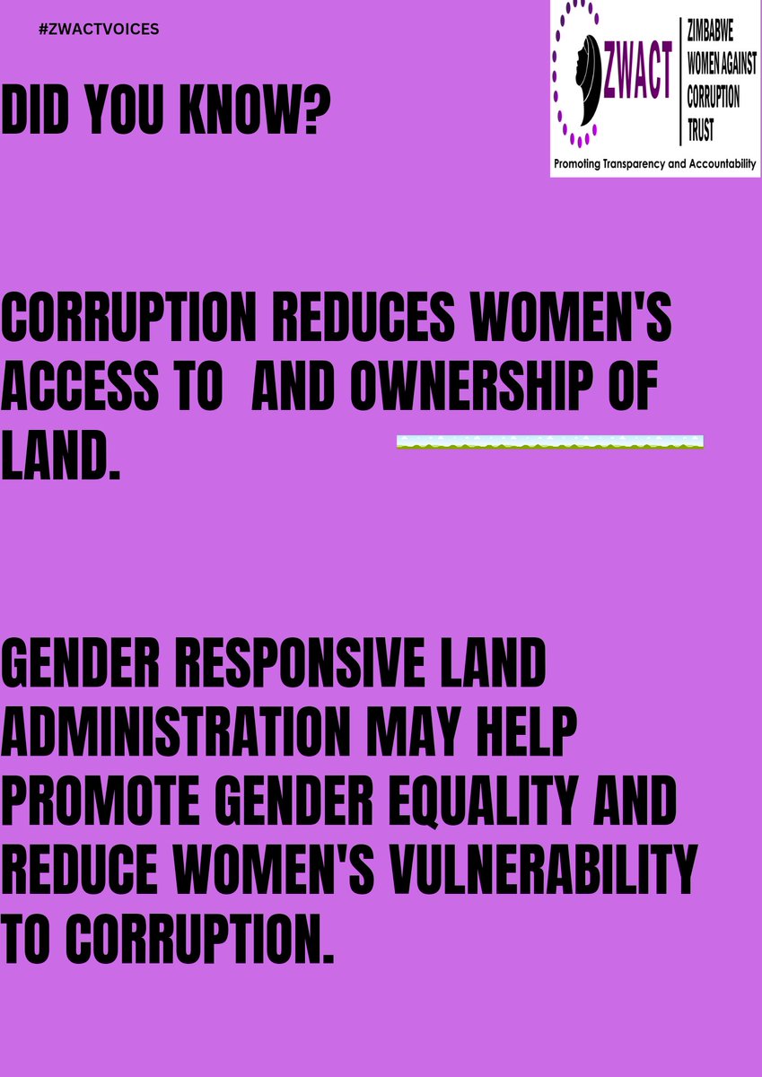 Corruption disproportionately affects women's access to #LandRights.Due to desperate need for land women are more likely to be targeted by unscrupulous officials who sell land illegally.Advocating for transparent& gender sensitive land administration may reduce #corruption risks