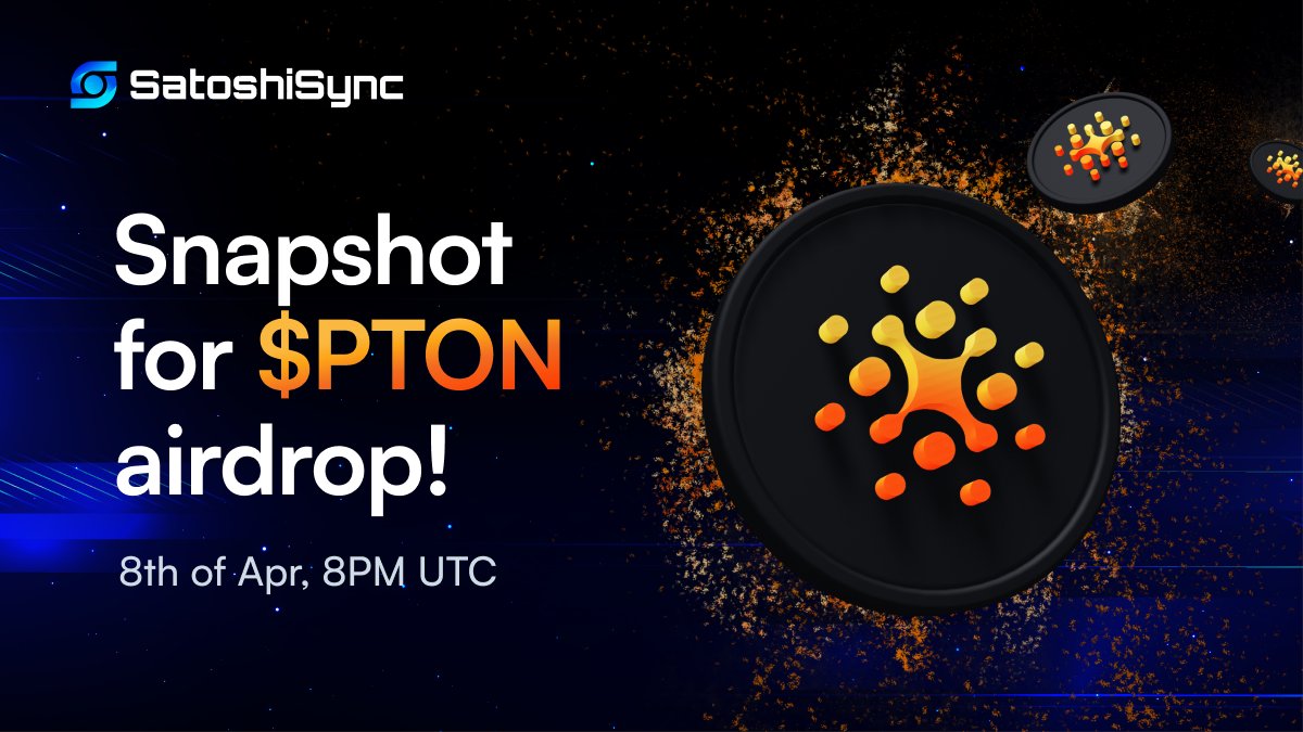 Stake your $SSNC tokens to receive airdrop of $PTON tokens! 🪂 satoshisync.com/app/staking/ Snapshot will happen today at 8PM UTC! 📸