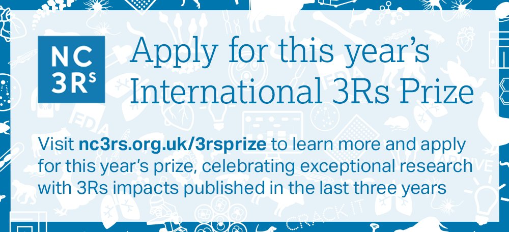 This year's @NC3Rs International #3RsPrize is now open to applications from anyone in the world who has published exceptional #3Rs research in the past three years. Visit nc3rs.org.uk/international-… to learn more and apply by 1 May for this prestigious award.