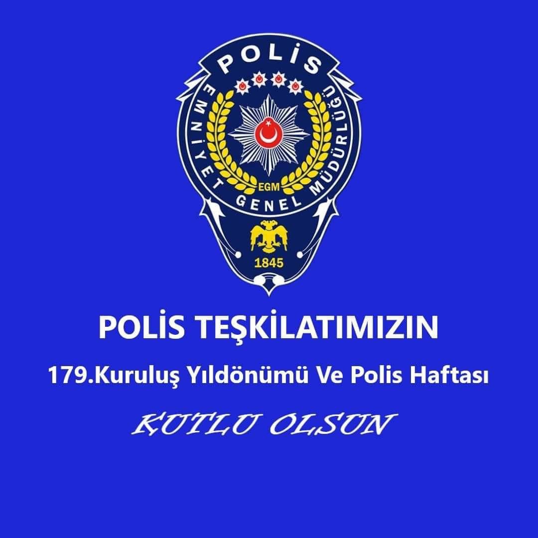 Ülkemizin dört bir tarafında özveri ile çalışan, bu uğurda hiçbir fedakarlıktan kaçınmayan, milletimizin huzur ve güvenliğini sağlayan #TürkPolisTeşkilatımızın 179.Kuruluş Yıldönümünü ve Polis Haftasını Kutluyor, vatanımız uğruna canını feda eden şehitlerimizi rahmetle anıyorum.