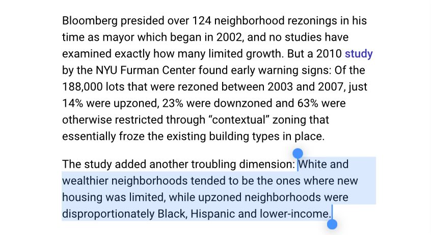 Incredible that Amanda Burden has no regrets about the Bloomberg Admin’s zoning policy despite its clearly inequitable and insufficient results.