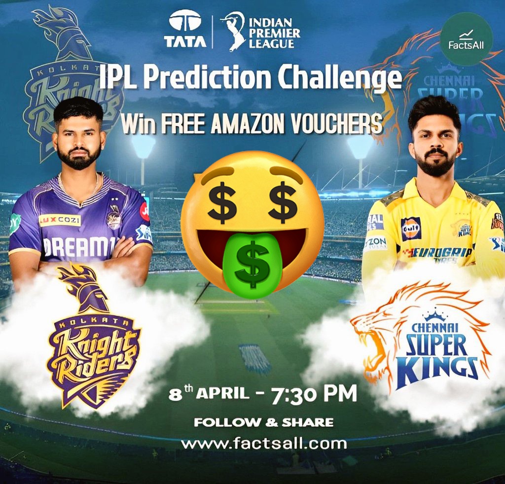 Predict IPL Matches for FREE and Win FREE AMAZON VOUCHERS 😍🔥🔥

Prediction Link: factsall.com/free-giveaway-…

#CSKvKKR #KKRvsCSK 
#IPL2024 #FREEGIVEAWAY