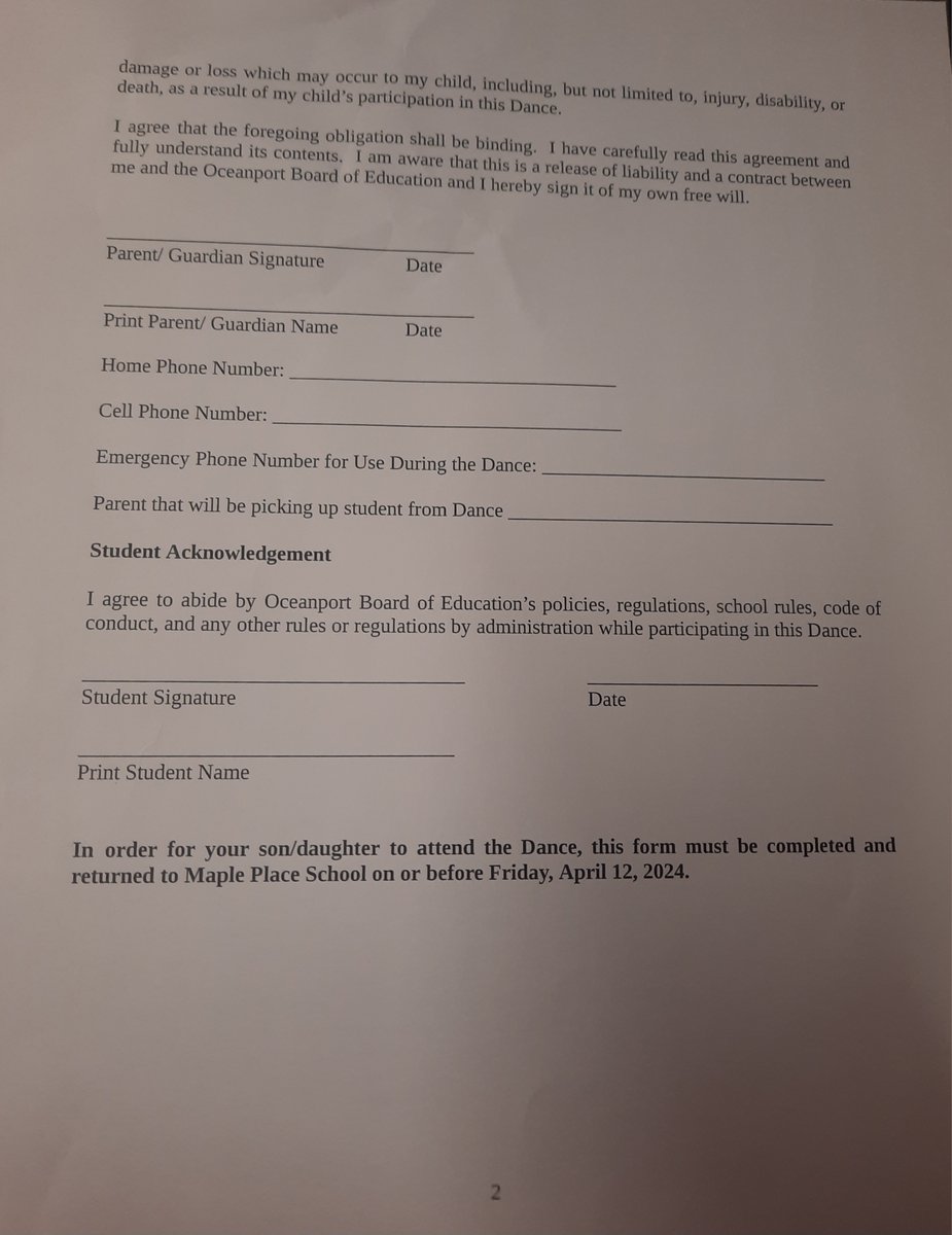 Maple Place Student Council is hosting a Spring Fling dance on Thurs, Apr 25.  Dress attire is casual and students are permitted to attend even if absent due to Bring Your Child to Work Day.  This event is for 5th-7th Grade.  Permission slips and payment aredue by Fri, April 12.