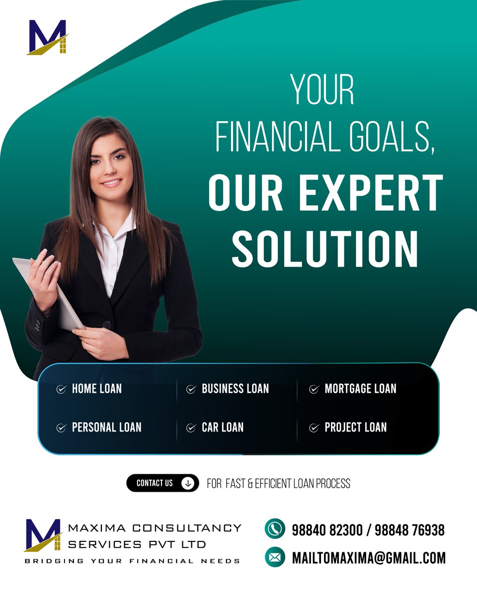 Your Financial Goals, Our expert solution!!! Contact us.
📱+91 98840 82300 / 98848 76938
📧 mailtomaxima@gmail.com
#loan #homeloan #mortgageloan #constructionloan #businessloan #loanagainstproperty #landmortgageloan #loanspecialist