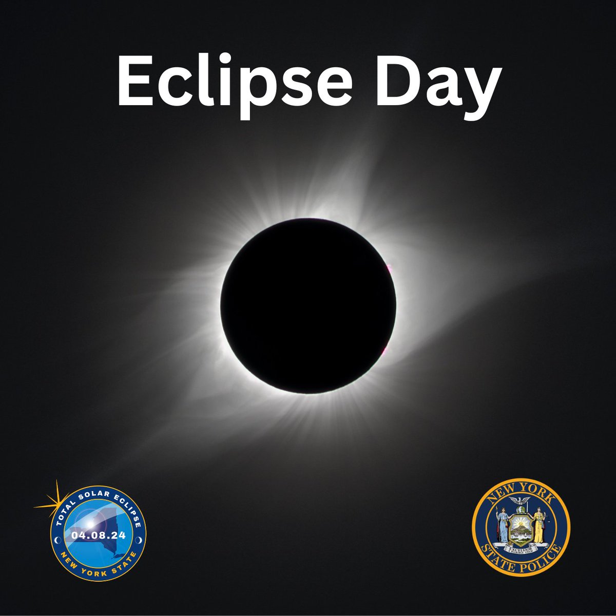 There is an expected high volume of car/foot traffic in the total eclipse viewing areas of NY. NYSP has extra Troopers staged throughout WNY, CNY, and Upstate NY. Multiple local first responding agencies will be staged throughout the State as well. call 911 for any emergencies.