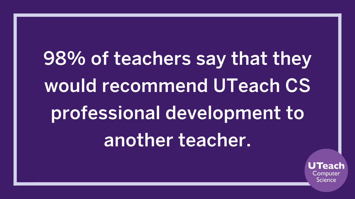 #CSTAPartnerMessage: Teaching AP CS? @UTeachCS has your back! Check out our flexible PD options & on-demand support designed to empower educators at every level: cs.uteach.utexas.edu/pd