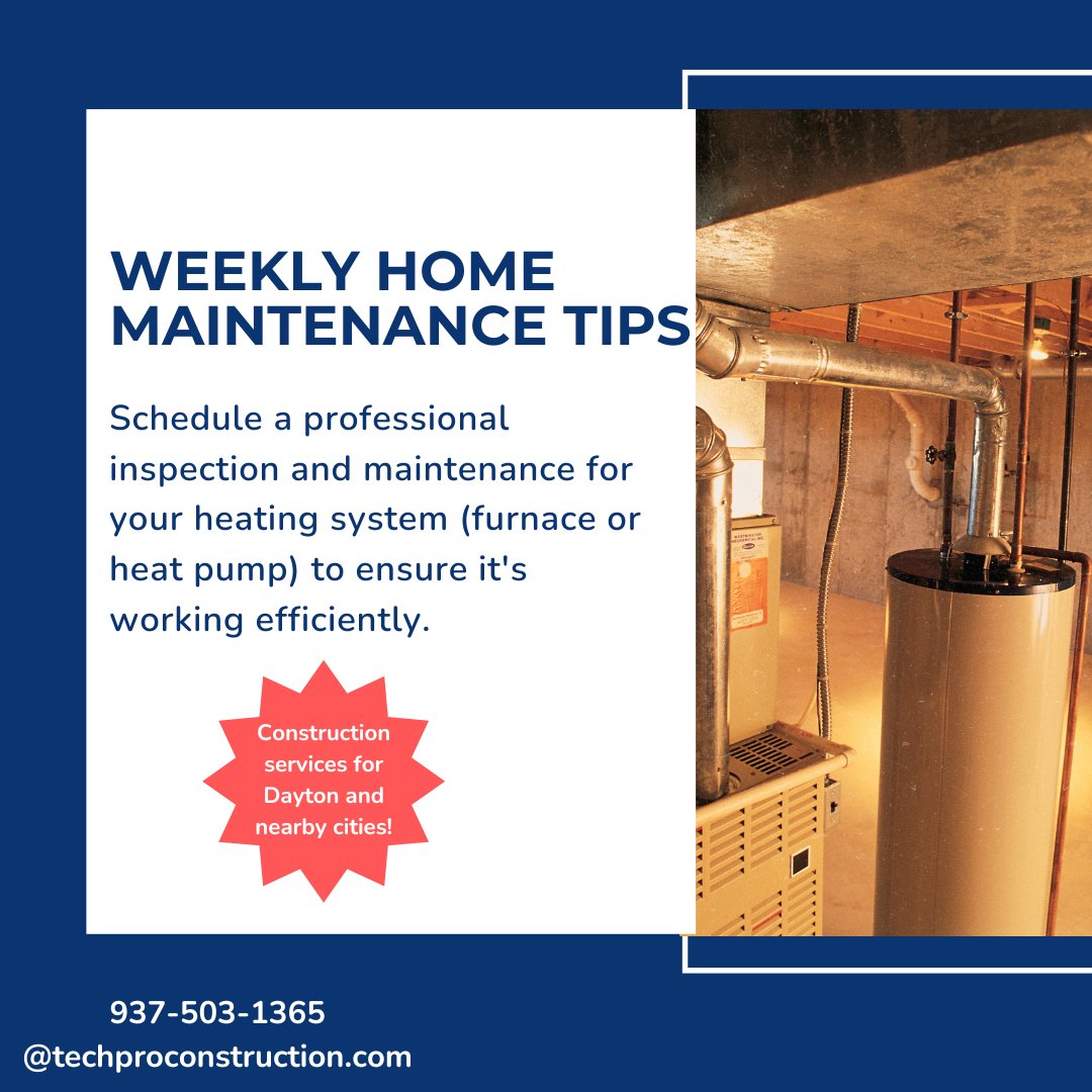 WEEKLY HOME MAINTENANCE TIP
#techproconstruction #techpro #construction #constructionlife #homerenovation #homemaintenance #winter #wintertemperature #heatingsystem #daytonohio