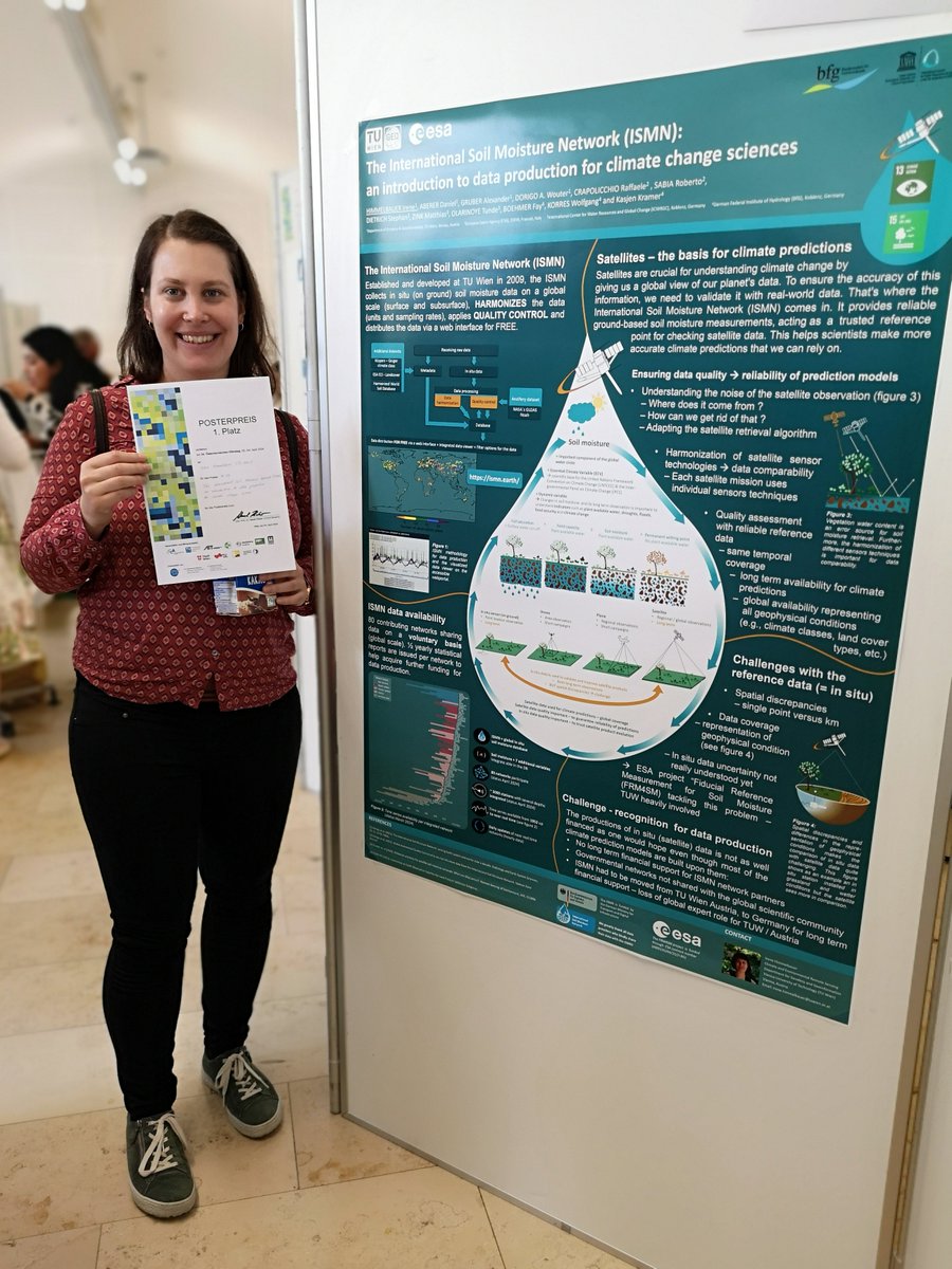 I'm very proud to announce that Irene and the @CLIMERS_GEO @ismn_earth team won the poster award at the @_CCCA_ Austrian climate conference! @ESA_EO