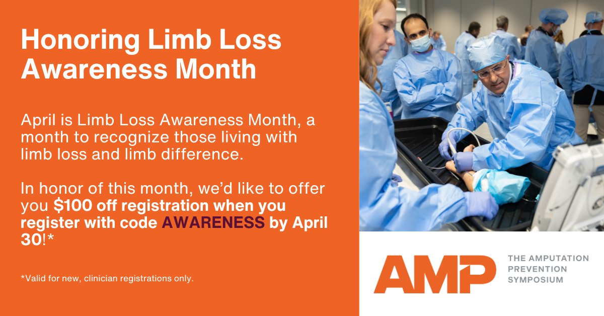 AMP honors Limb Loss Awareness Month by offering $100 off your tuition when you register with code AWARENESS by April 30. Register now: okt.to/0fVWFk