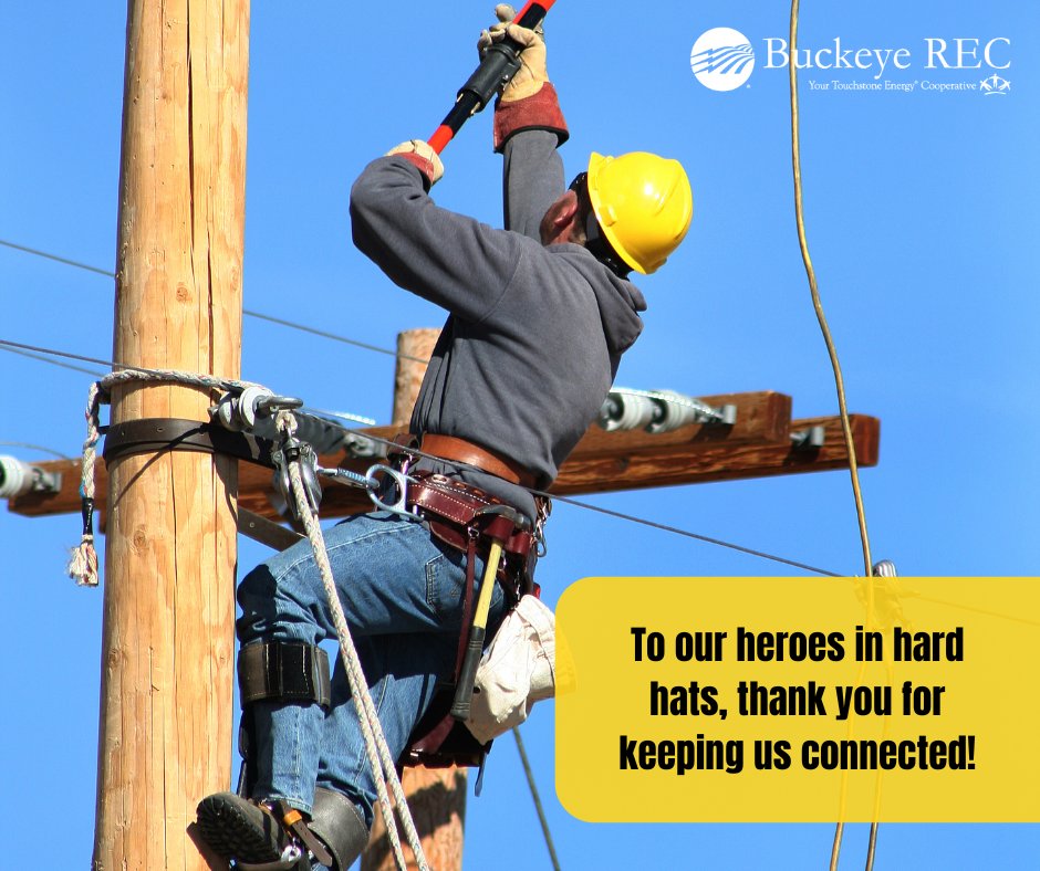 BuckeyeElecCoop's tweet image. What would we do without Buckeye Rural Electric’s lineworkers? They light up our lives, even when the power goes out. Thank you for keeping us connected! #lineworkerappreciationday