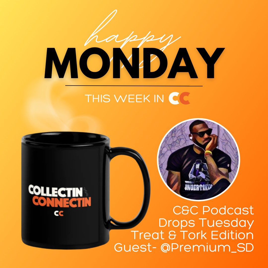 collctn_connctn's tweet image. Happy Monday C&amp;amp;C Fam!☀️

☕️ @cavs fan &amp;amp; collector, @premium_sd re-joins the Pod Tomorrow in a special Treaticus &amp;amp; Tork Edition!🏀

🚨 All-new episodes dropped every Tuesday on YouTube, Spotify, &amp;amp; Apple.📲

🚨SUBSCRIBE &amp;amp; SHOP - Links in Bio 📺👕🔗

#nbatopshotthis #BeTheFight