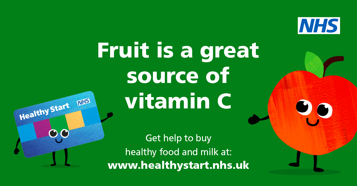 Fruit can be a great source of Vitamin C and an important part of a healthy, balanced diet. 🍊 Could you be eligible for NHS Healthy Start and receive support towards the cost of healthy food and milk? Find out more and apply online today: healthystart.nhs.uk/how-to-apply/