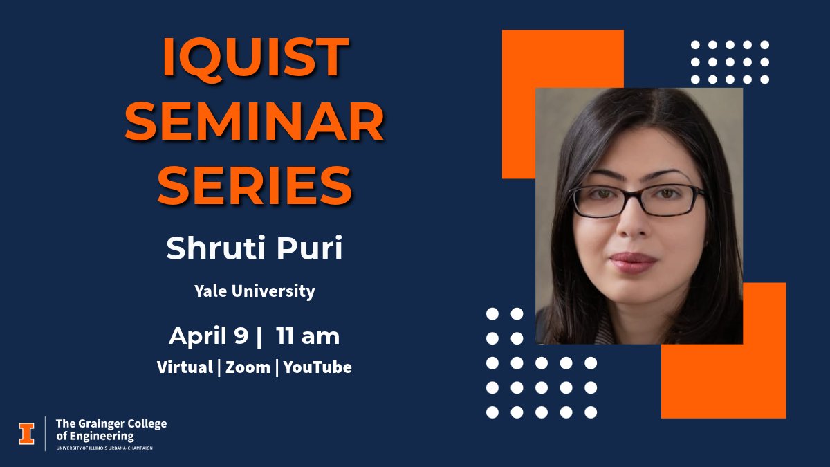 Tomorrow at 11am Dr. Shruti Puri will discuss "Fault-Tolerant Quantum Computing with Metastable Yb Erasure Qubit".
For more information: linktr.ee/IQUIST