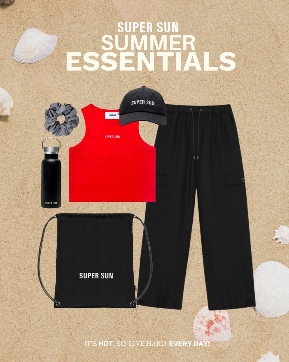 Summer Essentials: effortlessly stylish and ready for endless summer adventures.☀️ It's HOT, so LIVE HARD EVERY DAY! Don't forget to check out our SUPER SUN SUMMER SALE! Starting NOW until April 30th, 11:59 PM. Visit supersunstore.com for more products. #SuperSun…