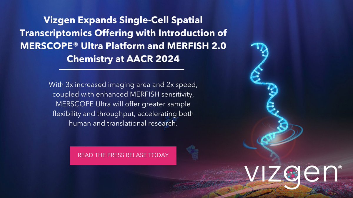 🚀 Breaking news at #AACR2024! Introducing MERSCOPE® Ultra & MERFISH 2.0 Chemistry - a revolution in single-cell #SpatialTranscriptomics. Dive into how these breakthroughs are reshaping basic & translational research. 🔗 hubs.ly/Q02s4jWj0 #MERSCOPEUltra #SpatialGenomics
