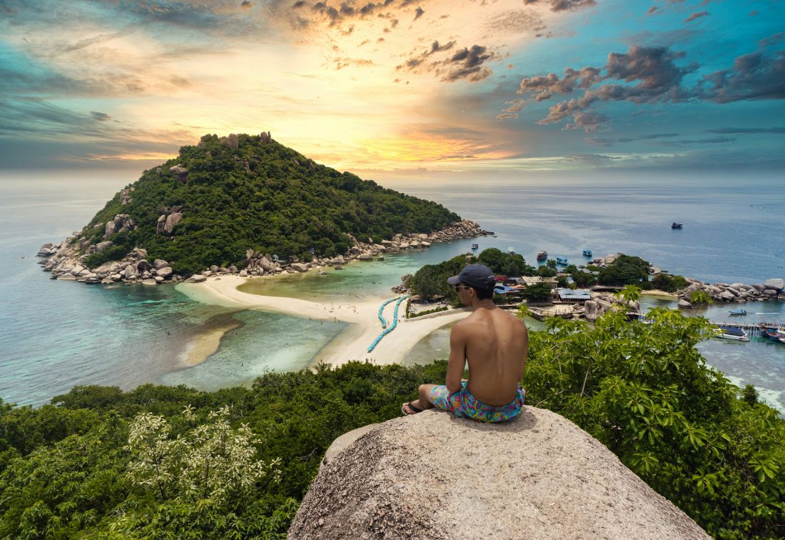 Visit Koh Tao in the Gulf of Thailand Islands for 4 nights:

You could take a diving course and explore the marine depths, go snorkeling at Shark Point and observe marine life, and visit the Three Islands Beach at Koh Nang Yuan. #KohTao