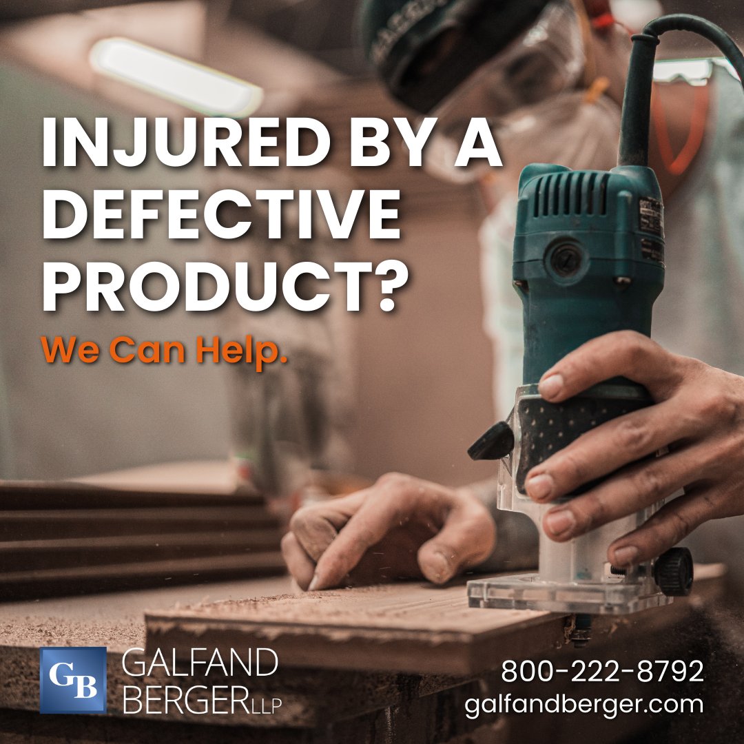 Your safety is our top priority. If you have been injured by a defective or dangerous product, Galfand Berger LLP can help you.

#GalfandBergerLLP #PhillyLawFirm #LegalHelp #Attorneys #DefectiveProduct #ProductsLiability #YourInjuryOurFight