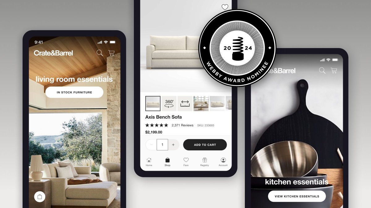 Thrilled to share that our client @CrateandBarrel is up for a People's Voice #WebbyAward for the iOS app we partnered on! A nod to our innovative impact in #appdev & #mobilecommerce 📱🛍️

Cast your vote by April 18 ➡️ hubs.ly/Q02s0hdh0 

#mobileapps #webuildapps #ecommerce
