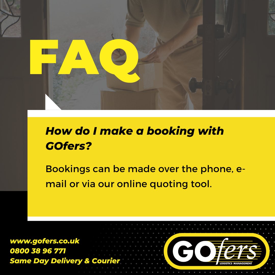 You can book your same-day delivery with Gofers by calling or emailing us or using our online quoting tool! #samedaydelivery #courier #speedy bit.ly/3lPo3jv