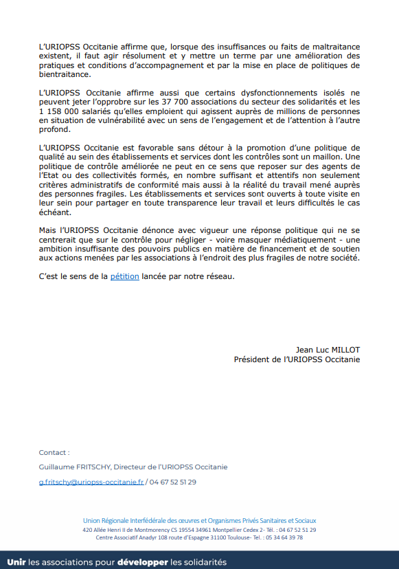Sans les associations, il n'y aurait pas de politique du handicap ! L’URIOPSS Occitanie soutien le secteur associatif des solidarités, et appelle à la construction de politiques sociales à la hauteur des besoins. Retrouvez-en plus dans notre communiqué : doc.uriopss-occitanie.fr/base-documenta…