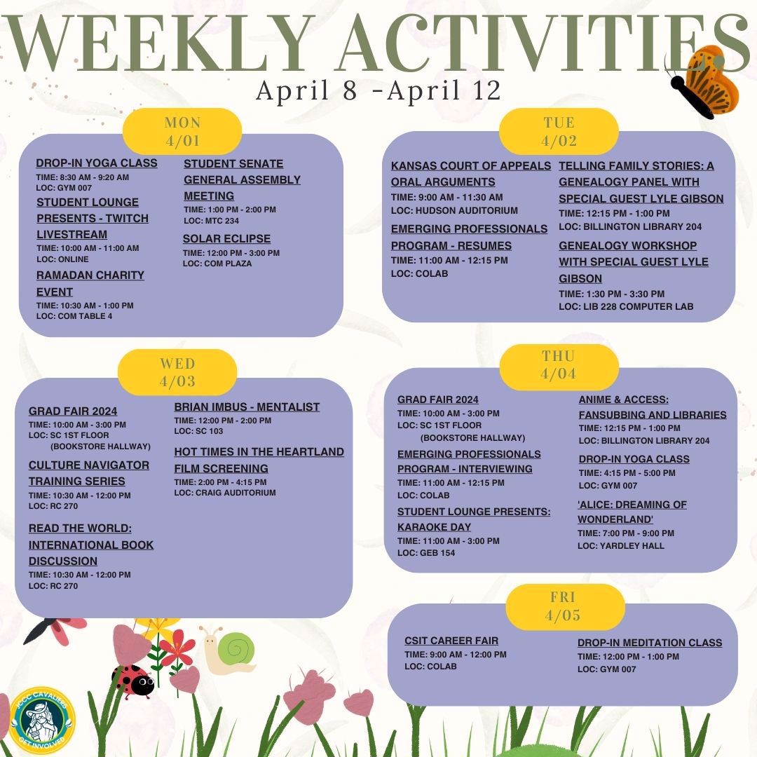 JCCC Student Life has you covered when it comes to finding things to do on campus! Check out the list of exciting and informative events happening this week: ow.ly/J4s050R9rft 🎉