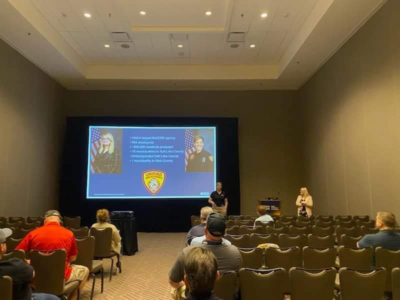 NEMSMAnews's tweet photo. President @BrookeABurton honored to present today at #ESOWave with Amanda Lawrence!  She developed an amazing training program helping our EMS and Law partners work together to better care for combative patients safely. I am so grateful to work with such a talented team! https://t.co/IzdUvOq6AJ