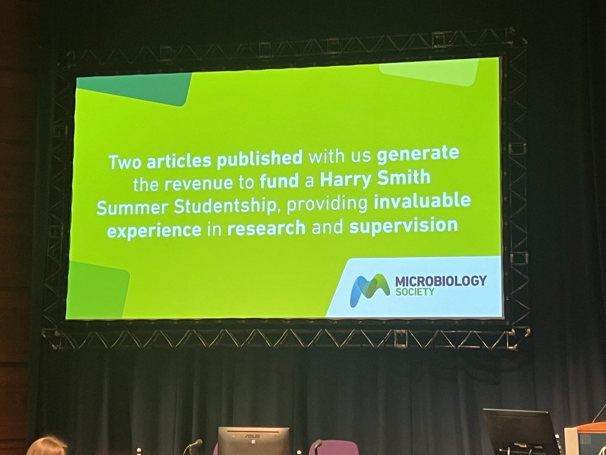 Arrived at @MicrobioSoc #microbio24 and great to see the Society advertising the great work publishing with the community can do - but please do consider #AccessMicrobiology journal for your work (including negative data, methods etc) or any of the societies publications.