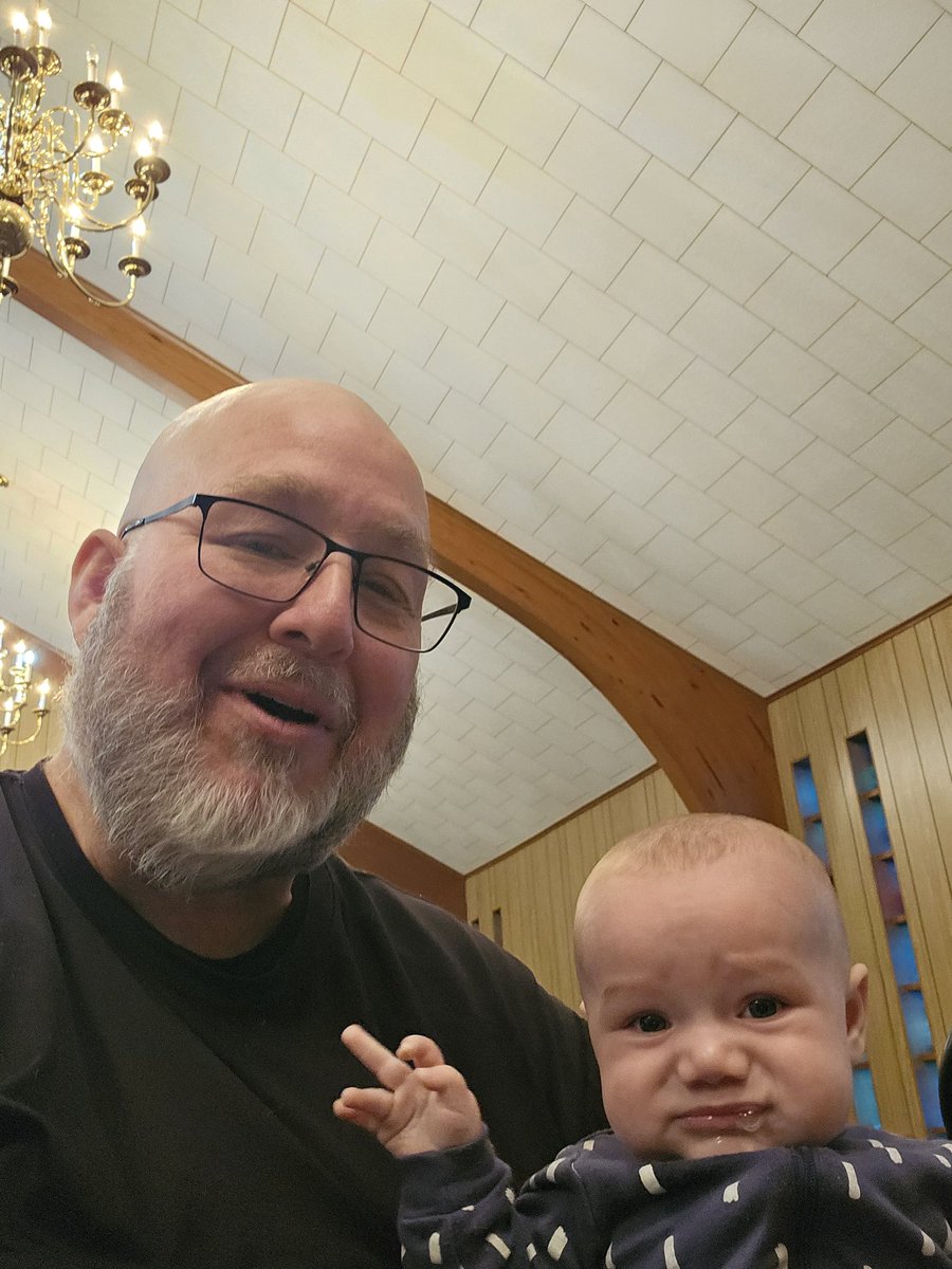 Little Leon hanging out with me at Church on Wednesday night. He somewhat tolerates me and that's about it