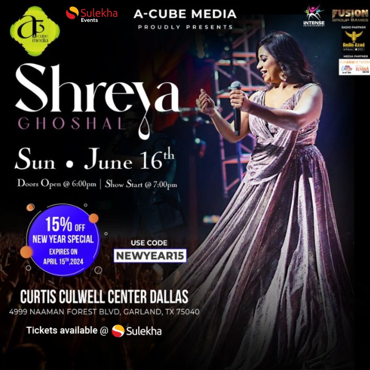 Experience the Magic of Shreya Ghoshal LIVE in Dallas!

Book your tickets now: tinyurl.com/bbjcwzxh

#Shreyaghoshal #Shreyaghoshalconcert #AllHeartsTour2024 #Acubemedia #Dallas #curtisculwellcenter #liveconcert #concert #singingconcert #singingevent #liveshow