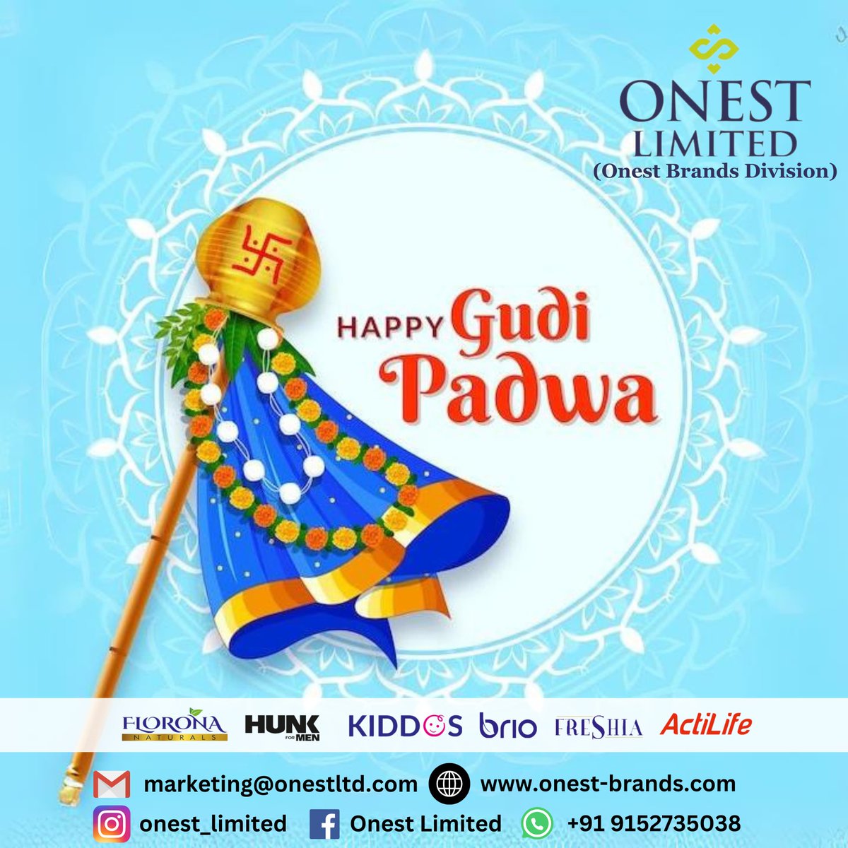 On this Gudi Padwa, may you be blessed with good health, happiness & prosperity. Wishing you a joyful celebration!
#onestlimited #onest #onestbrands #branding #gudipadwa #happygudipadwa #maharashtrainnewyear #freshia #brio #hunk #kiddos #actilife #floronanaturals #fmcg #exorter