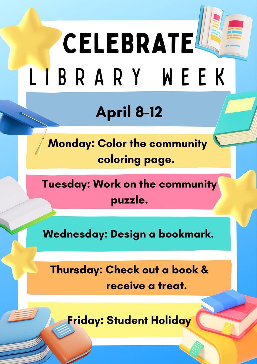 In celebration of National Library Week, stop by the library to join in these activities. #mctcreads