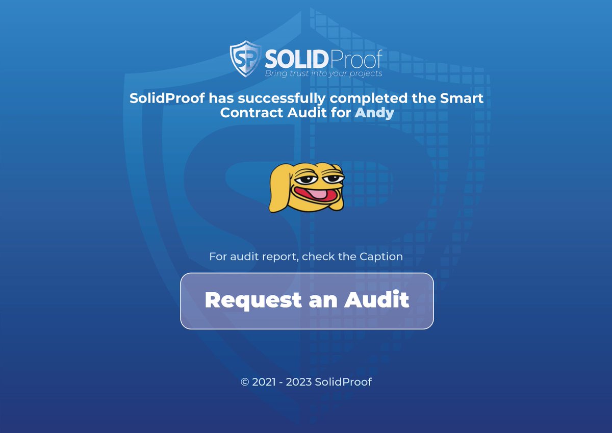 We are happy to announce that we have completed the smart contract audit for <a href="/andycoinonerc/">Andy</a>

Need an audit?
solidproof.io/contact

Check out the full audit report here:
github.com/solidproof/pro…

#SmartContracts #Blockchain