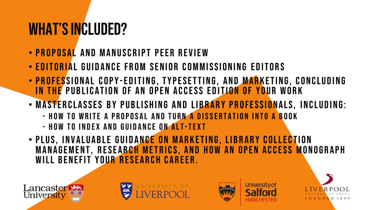 Trailblazers: the new Open Access initiative for ECRs at @LancasterUniLib @LivUniLibrary @TheLibraryUoS. Did we mention all this good stuff is included too? Find out more and how to apply via: bit.ly/-Trailblazers