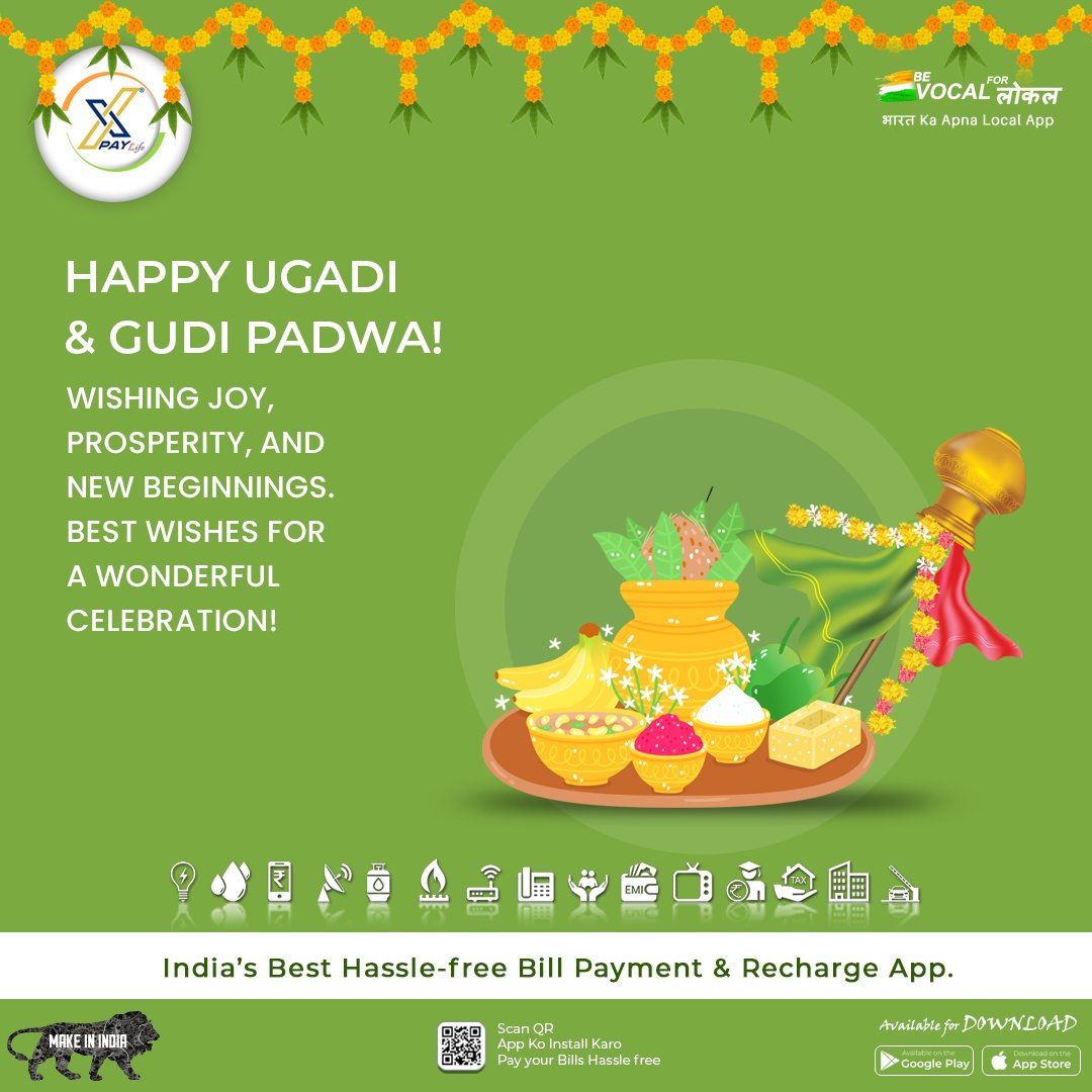 XpayLife's tweet photo. Happy Ugadi &amp; Gudi Padwa! Wishing joy, prosperity, and new beginnings. Best wishes for a wonderful celebration!

#HappyUgadi2024 #HappyUgadiWishes2024 #HappyGudiPadwa #HappyGudiPadwaWishes #HappyGudiPadwa2024 https://t.co/k9HL5mD0IP