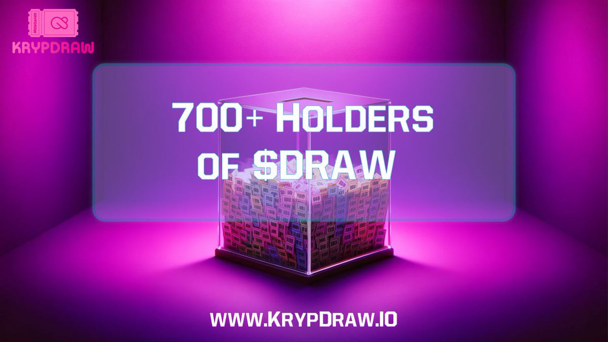 🎟️$DRAW Holders!🎟️

We now have over 700 strong holders of $DRAW in our community and expecting much more to join us as we continue our journey!

Stay tuned to our official channels as we have some major updates to share with you very soon, as we are finalizing some game changing