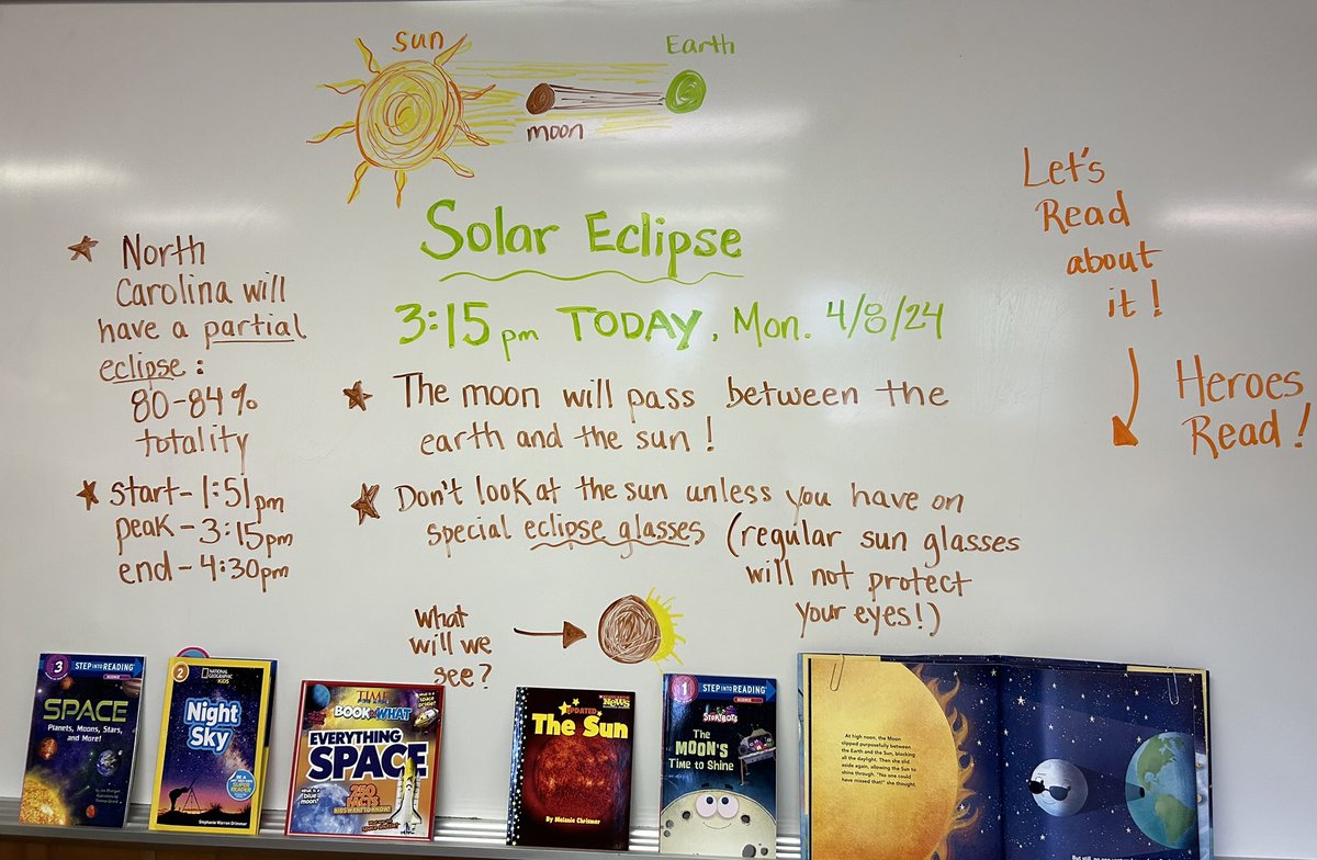 Solar Eclipse today.  Read all about it!  #HeroesRead <a href="/wcpssmagnets/">WCPSS Office of Magnet Schools (Choice Schools)</a> <a href="/MECME_School/">MillbrookElem</a>