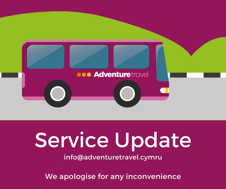 Please note the 102 (14:13) Pontypridd to Nantgarw (14:45) service is not currently running due to a mechanical issue.