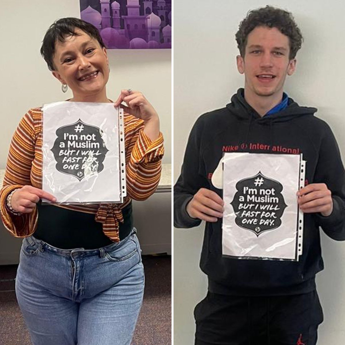 Rowena and Josh BT Telephone Exchange are taking part in our #imnotamuslimbutiwillfastforoneday campaign.
Rowena states “I wanted to take part and support my colleagues and friends. 
It’s a great incentive to learn and support multidisciplinary and multicultural experiences.”