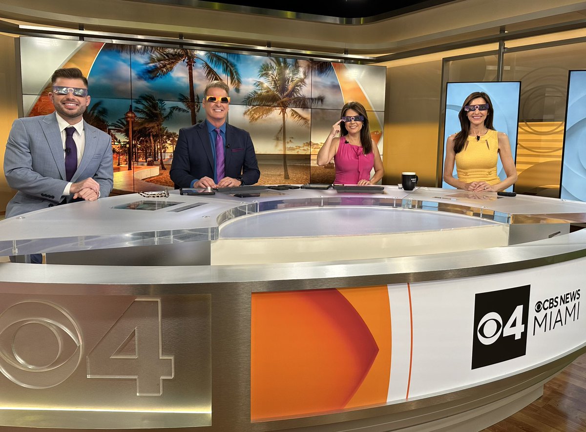 The @cbsmiami morning team is ready for the Partial Solar Eclipse! We have team coverage all day of this amazing astronomical event. #cbsmiami #solareclipse @AustinCarterTV @KeithCBS4 @Betty_Nguyen