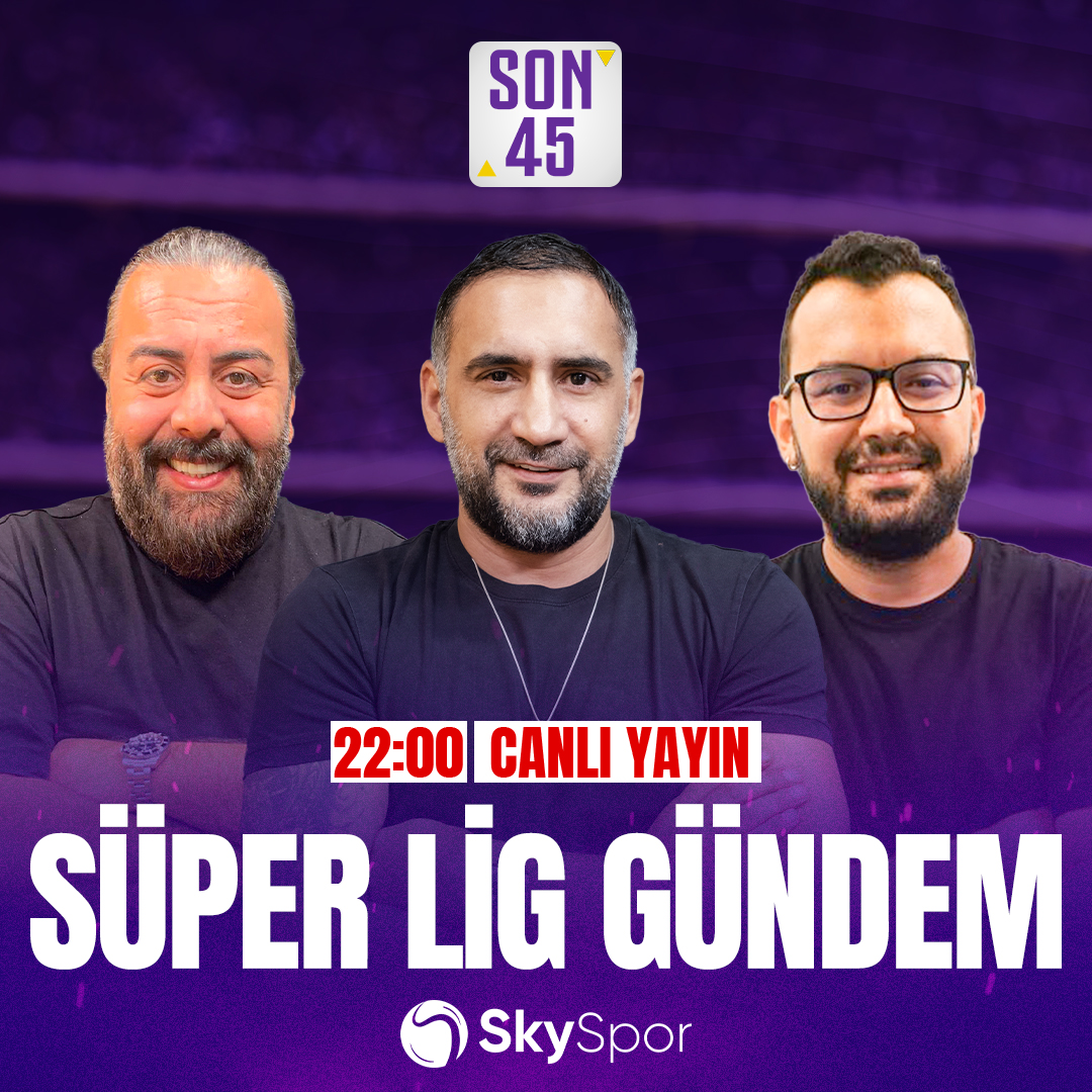 ⚽ @emrekbol, @umitk99 ve @emrezabunoglu ile 'Son 45', saat 22.00'de sizlerle! Haftanın analizinin yapılacağı, tartışmalı pozisyonların değerlendirileceği ve gündemdeki konuların konuşulacağı Son 45'e sizleri bekliyoruz. İzlemek için: youtube.com/live/c4aZrYl50…