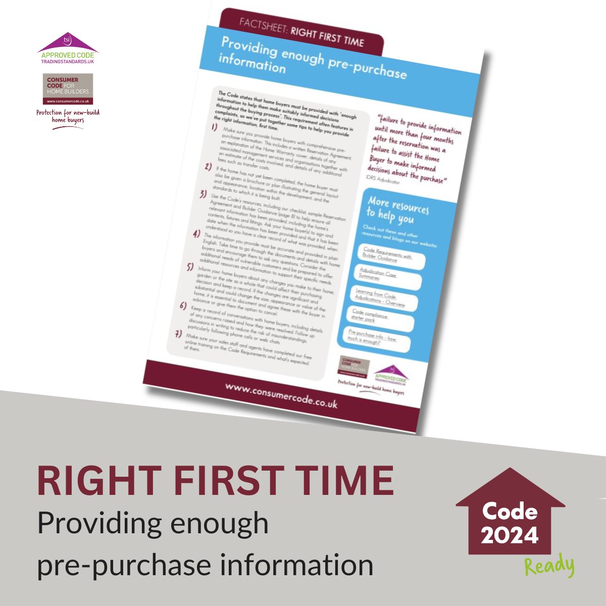 New Home builders – make sure you're giving your buyers enough pre-purchase info which for homes that are not yet completed includes general layout, appearance, location and standards – read more here consumercode.co.uk/wp-content/upl… @homebuildersfed @fmbuilders @nfbuilders
