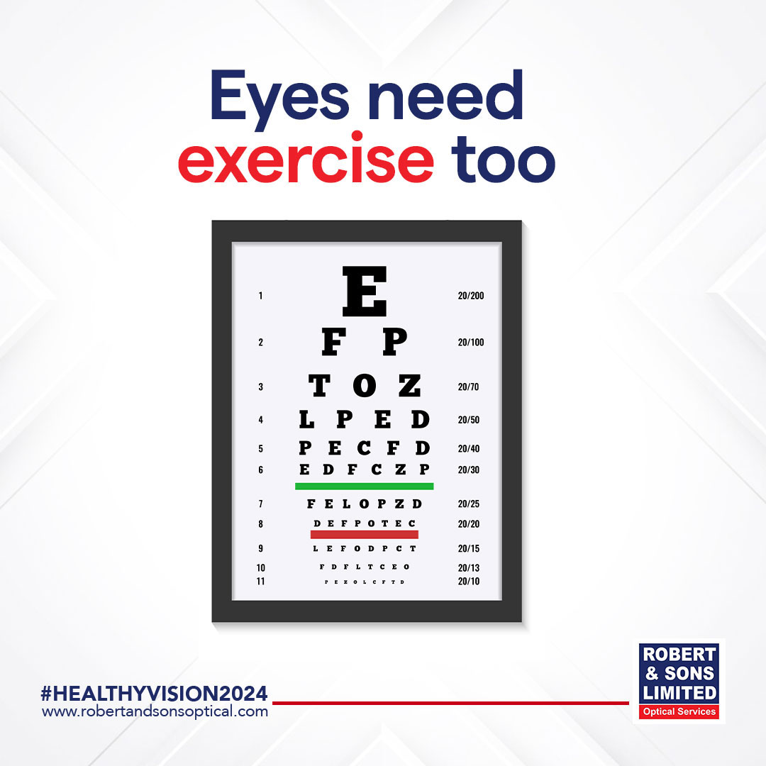 Exercise your eyes! It helps focus, reduces tiredness, and more. Call/WhatsApp 050 1519 111 for info or appointments.

#RobertandSons #HealthyVision2024