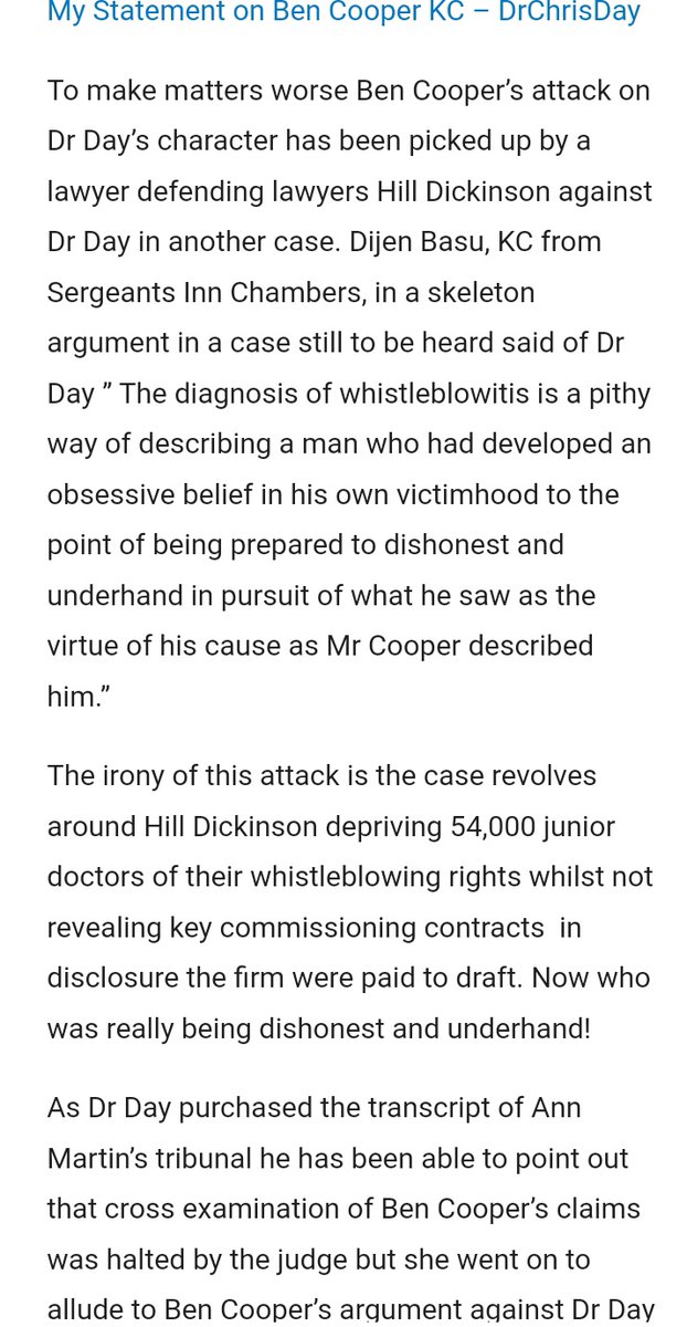 @MartynPitman @davidhencke @aliciamargclegg @JUSTICE4WBS Just imagine you are in the unique position of being able to cross examine the barrister accusing you of being dishonest; then the Judge rescues them, stops the cross exam then just puts the untested allegation in the Judgment and appeal court approves davidhencke.com/2024/04/07/whi…