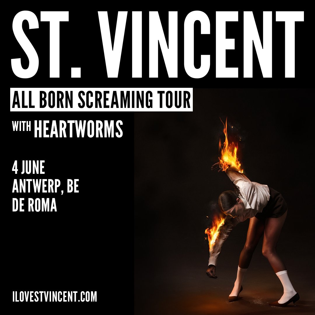 De altijd eigenzinnige St. Vincent zakt op 4 juni af naar Antwerpen voor een nu al legendarische show 🤩 De Amerikaanse singer-songwriter komt haar nieuwe album 'All Born Screaming' voorstellen op het podium van De Roma 👀 🎫 Tickets te koop vanaf vr 12 apr om 10:00