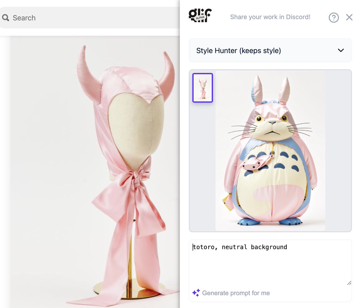 next version of the <a href="/heyglif/">GLIF</a> Chrome extension is going to be insane...

meanwhile, the current one now runs a new comfyUI workflow for the Style Hunter preset - it's *phenomenal* at generating new images in any style you find online

prompt "totoro", 4 ways: