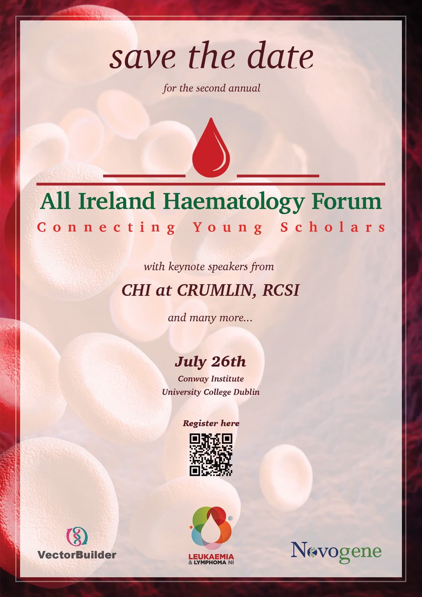 All Ireland Haematology Forum (@allirelandhaem) on Twitter photo 🩸Save the date! 🩸 Join us in the Conway Institute <a href="/ucddublin/">University College Dublin</a> July 26th for the second All Ireland Haematology Forum 2024 #AIHF2024 #earlycareer #UCD 🩸Save the date! 🩸 Join us in the Conway Institute <a href="/ucddublin/">University College Dublin</a> July 26th for the second All Ireland Haematology Forum 2024 #AIHF2024 #earlycareer #UCD