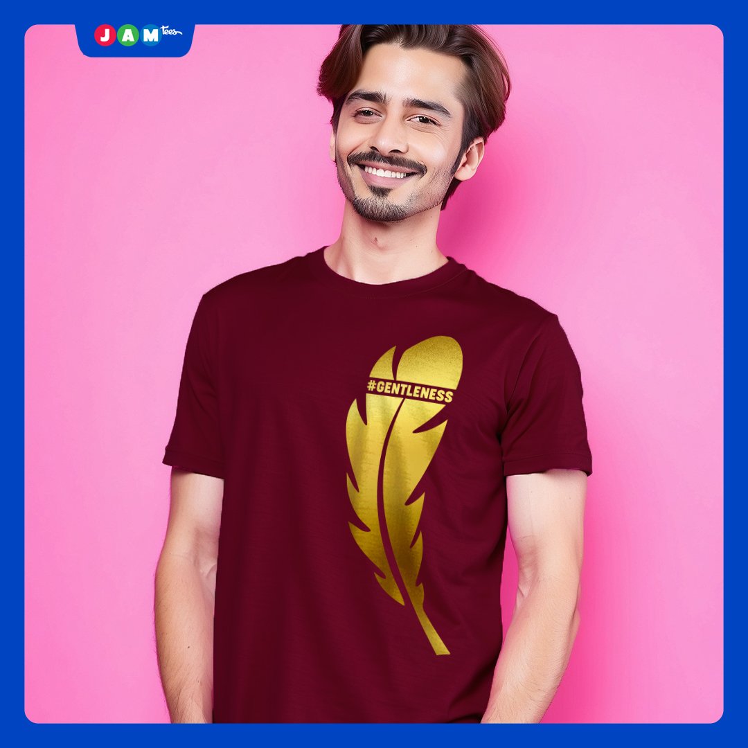 Maroon T-Shirt: The Maroon hue selected for appeal, sets the stage for the star-gold feather print.
jamtees.online/product/306215… 🪶
#StayGentle #JAMtees #tshirt #gentleness #stayinspired #tshirtdesigns #valuesmatter #guidance #selfawareness #whatmatters