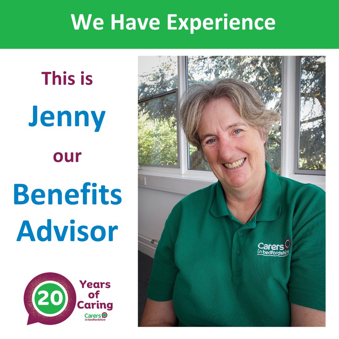 If you are entitled to some financial support as a carer Jenny can help you though the process of applying. Jenny has years of experience. If you would like to hear more from Jenny listen to her podcast episode here: carersinbeds.org.uk/help-for-carer… #20yearsofcaring #carers #bedfordshire