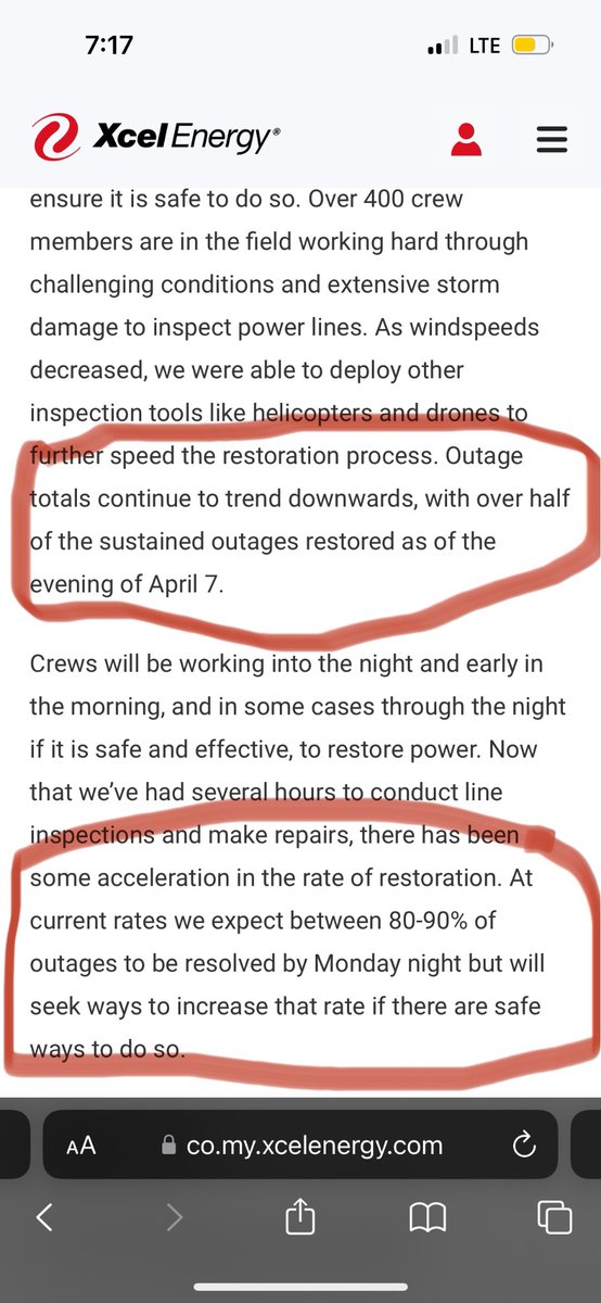 danielmacmac123's tweet photo. @XcelEnergyCO My partner and I are missing a day of work today because we work from home and have no power. We have no food in the fridge or freezer. Over half of the outages resolved is total bullshit, looking at the map you haven’t gotten more than 20%. https://t.co/ncSKAn9FYp